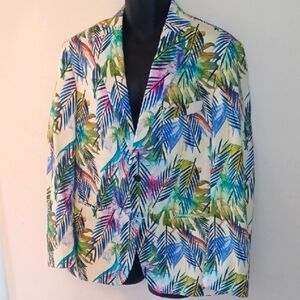 TALLIA Multicolor Leaf Print Blazer, L
